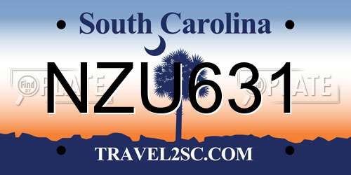 NZU631 South Carolina License Plate