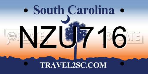 NZU716 South Carolina License Plate
