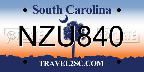 NZU840 South Carolina License Plate