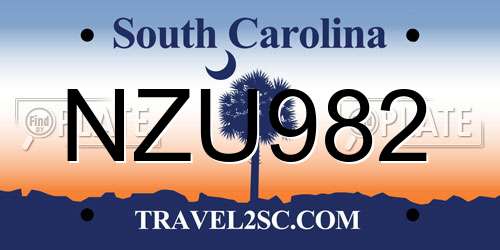 NZU982 South Carolina License Plate