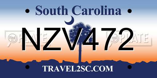 NZV472 South Carolina License Plate