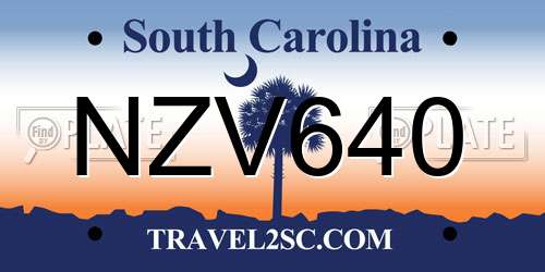 NZV640 South Carolina License Plate