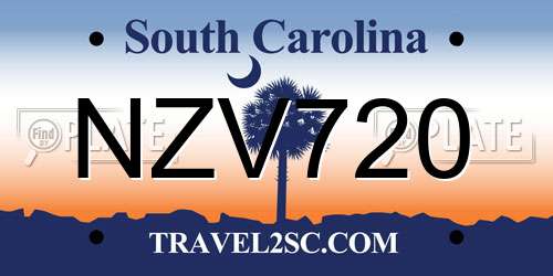 NZV720 South Carolina License Plate
