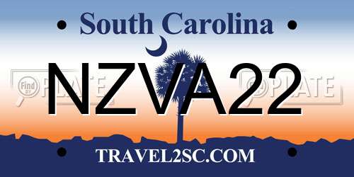 NZVA22 South Carolina License Plate