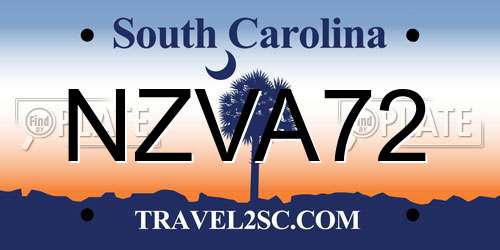 NZVA72 South Carolina License Plate