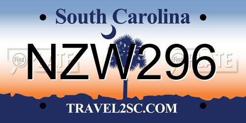 NZW296 South Carolina License Plate