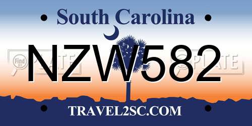 NZW582 South Carolina License Plate