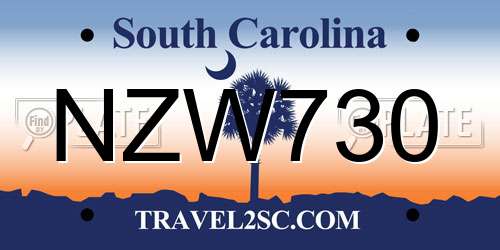 NZW730 South Carolina License Plate