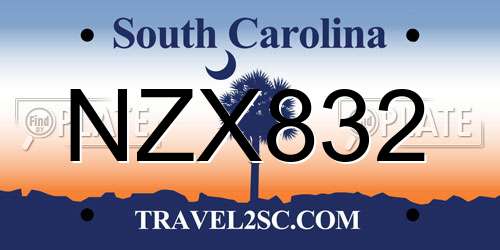 NZX832 South Carolina License Plate