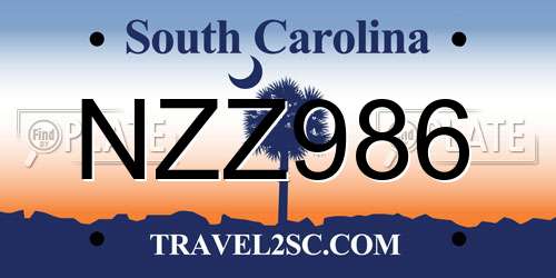 NZZ986 South Carolina License Plate