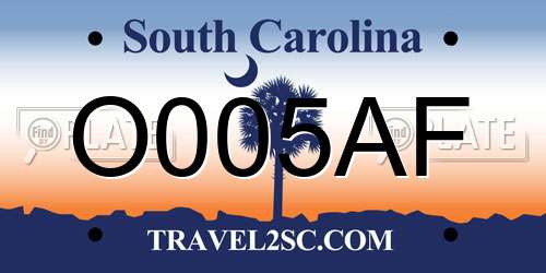 O005AF South Carolina License Plate