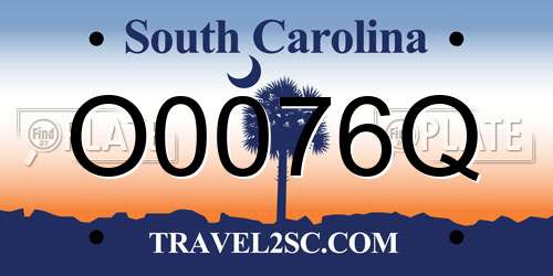 O0076Q South Carolina License Plate