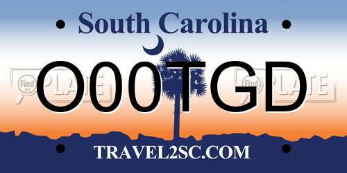 O00TGD South Carolina License Plate