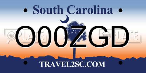 O00ZGD South Carolina License Plate