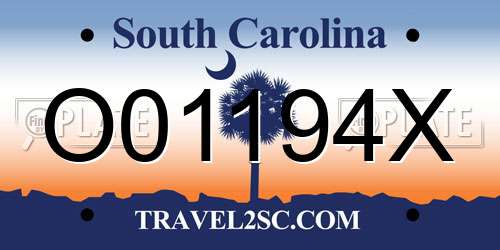O01194X South Carolina License Plate