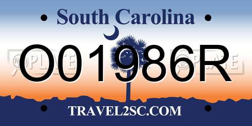 O01986R South Carolina License Plate