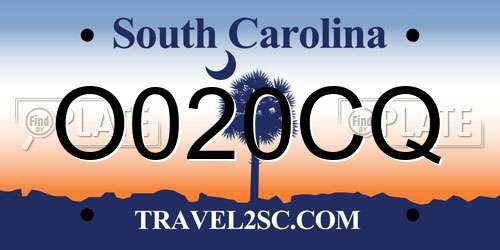 O020CQ South Carolina License Plate
