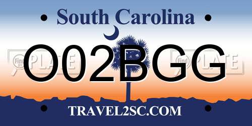 O02BGG South Carolina License Plate