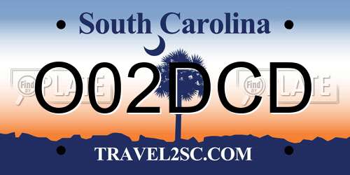 O02DCD South Carolina License Plate