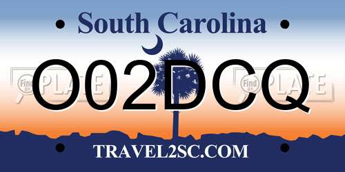 O02DCQ South Carolina License Plate