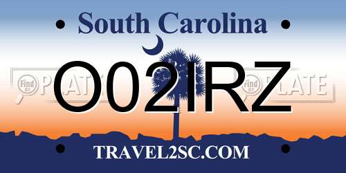 O02IRZ South Carolina License Plate