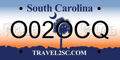 O02OCQ South Carolina License Plate