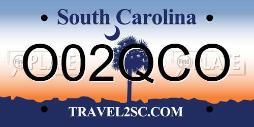 O02QCO South Carolina License Plate