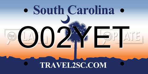 O02YET South Carolina License Plate