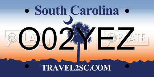 O02YEZ South Carolina License Plate