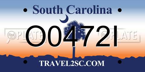 O0472I South Carolina License Plate