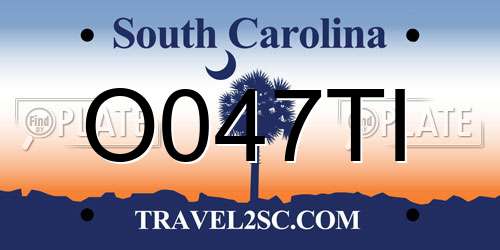 O047TI South Carolina License Plate