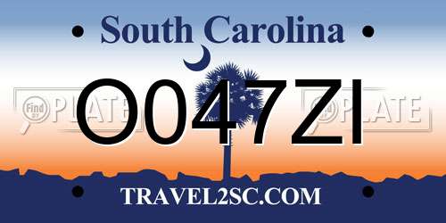 O047ZI South Carolina License Plate