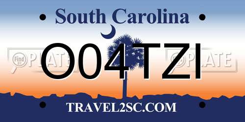 O04TZI South Carolina License Plate