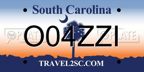 O04ZZI South Carolina License Plate