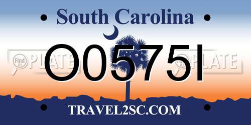 O0575I South Carolina License Plate