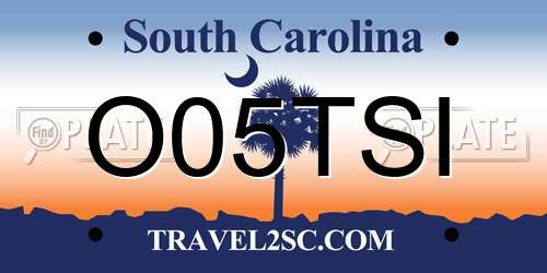O05TSI South Carolina License Plate