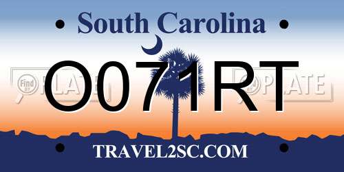 O071RT South Carolina License Plate