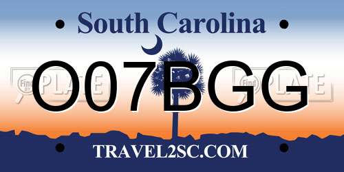 O07BGG South Carolina License Plate