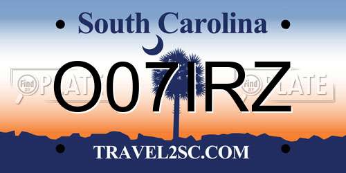 O07IRZ South Carolina License Plate