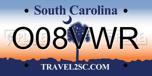 O08VWR South Carolina License Plate