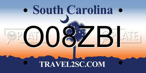 O08ZBI South Carolina License Plate