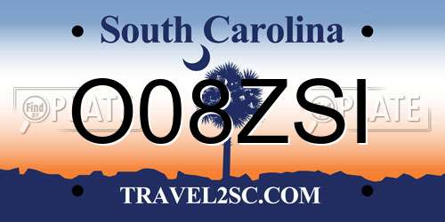 O08ZSI South Carolina License Plate