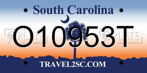 O10953T South Carolina License Plate