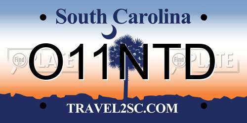 O11NTD South Carolina License Plate