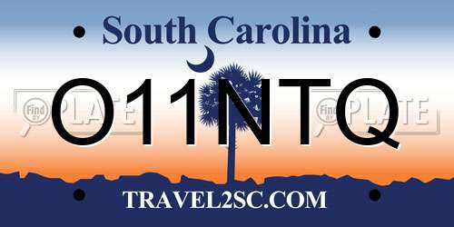 O11NTQ South Carolina License Plate