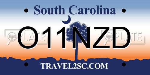 O11NZD South Carolina License Plate