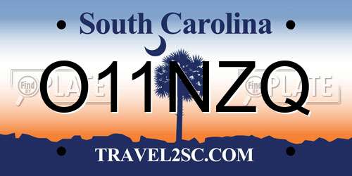 O11NZQ South Carolina License Plate