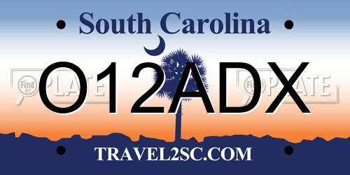 O12ADX South Carolina License Plate