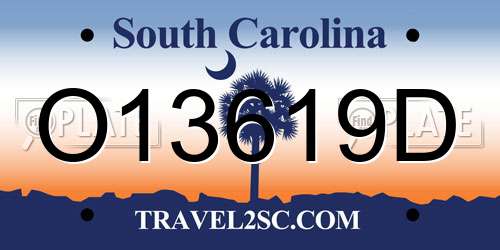 O13619D South Carolina License Plate