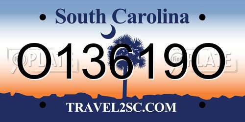 O13619O South Carolina License Plate